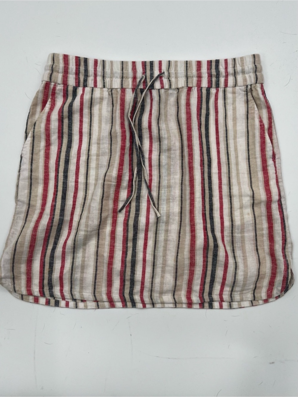 J133 LOFT Outlet Striped Linen Blend Mini Skirt Size Small